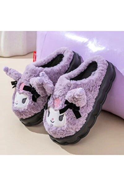 Choice 36-37 Purple New Sanrio Kuromi Cotton Slippers Cartoon Cute Winter Home Slippers Thick Sole Keep War