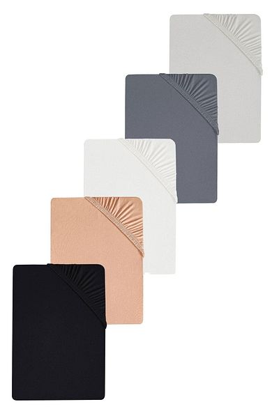 COTENCONCEPT 5 Pieces Oversized Plain Cotton Double 200 X 200 cm Elastic Combed Bed Sheet