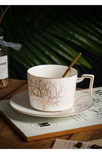 CEZVE HOME Autumn Tek Kişilik Hayat Ağacı Desenli Çay Fincan Takımı 240 Ml