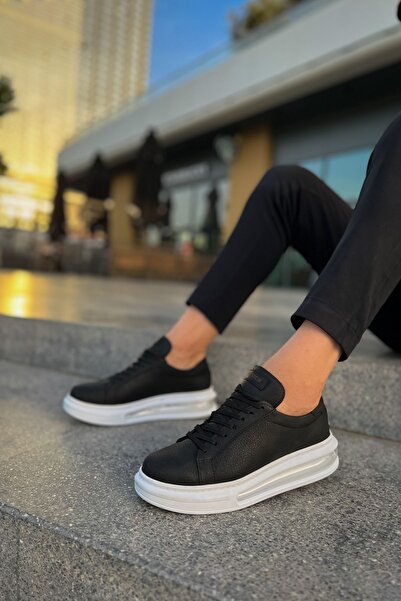 pabucmarketi Lace-Up Balloon Sole Men's Sports Shoes Black