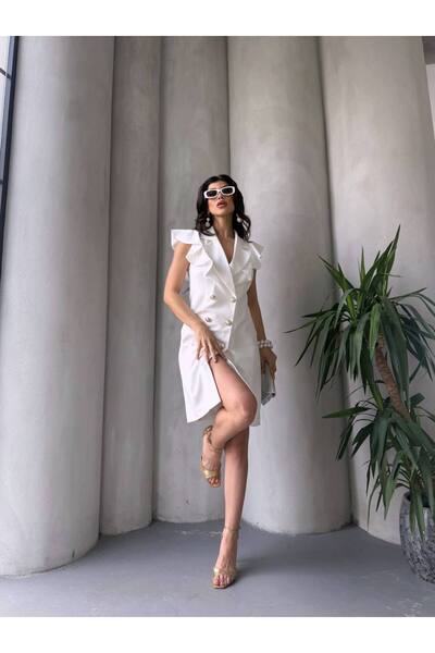 Bella Breeze Γυναικείο φόρεμα με βολάν με λεπτομέρεια με κουμπιά