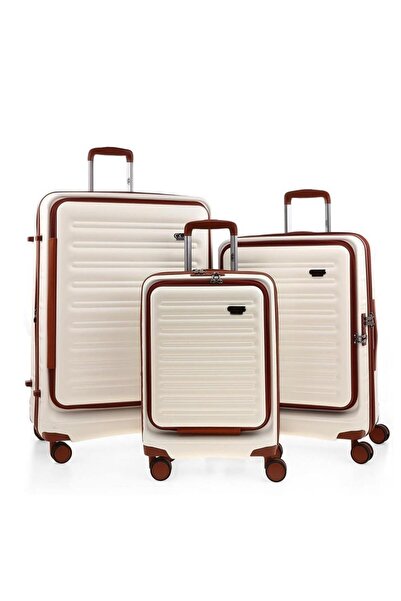 ÇÇS ÇÇS 5238 Lüx 3 Lü Valiz Seti Beyaz