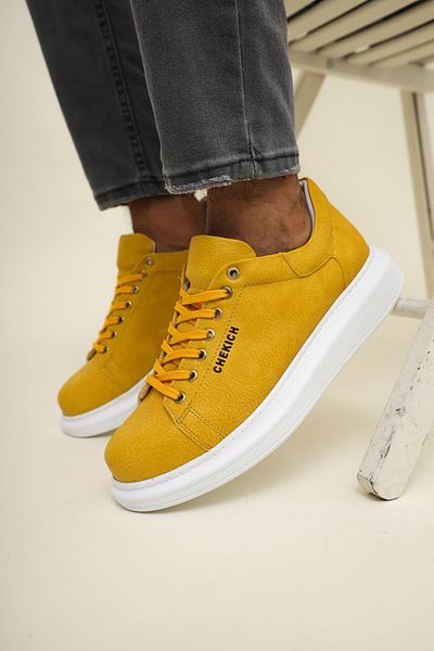 pabucmarketi Lace-Up Men's Sports Shoes Yellow