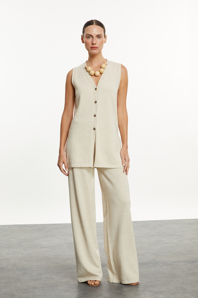 Mudo Linen Mixed Wide Leg Pants