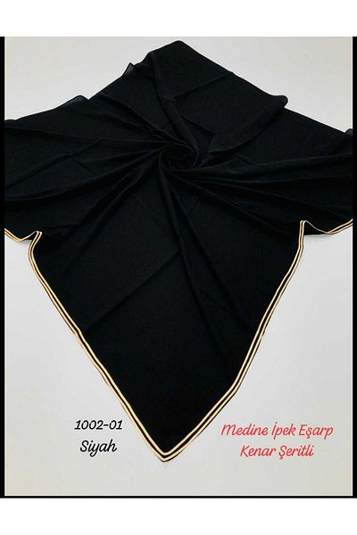 Butik Medina Silk Black 4 Season Scarf with Edge
