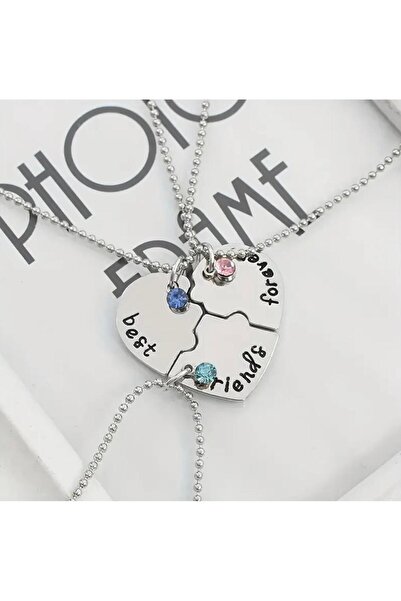 Tudivanyu Aksesuar 3'lü Yakın Arkadaş Best Friend ForeverYazılı BFF Kolyesi