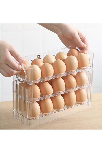 LUXE 3-Tier Egg Tray Refrigerator Organizer Storage Container Organize Egg Box with 30 Compartment Shelves