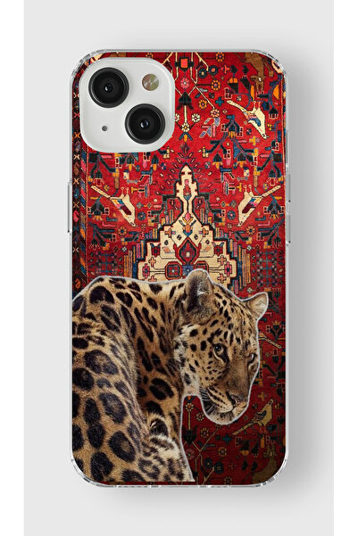 moonset Iphone 13 Mini Uyumlu Leopar Tasarımlı Baskılı Şeffaf Telefon Kılıfı