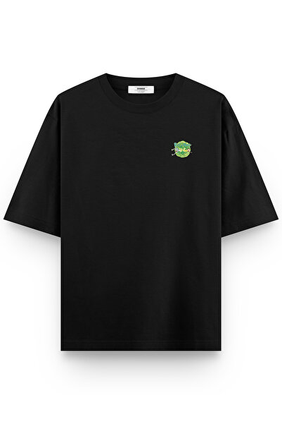 Overoz Back Printed Semi Oversized Black T-Shirt 1378