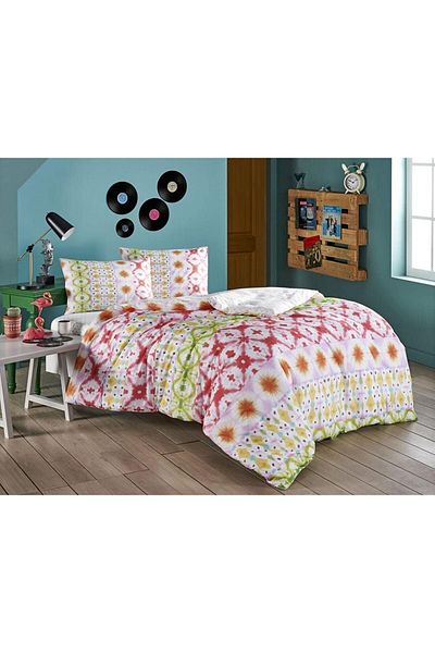 STOREMAX Ezg Enzo Ranforce Ethnic Patterned 100% Cotton Duvet Cover Set, Multicolor, Single (Duvet Cover: 16