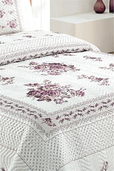 LUXE Double Microfiber Quilted Bedspread Flower Lilac Lxshp 1055529
