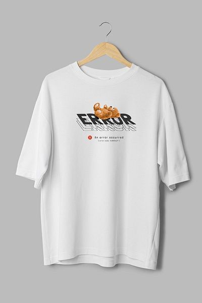 Overoz Teddy Bear Error Printed Semi Oversize T-shirt 1089