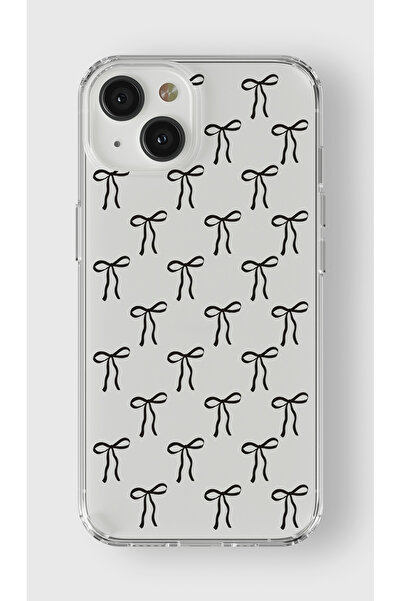 moonset Iphone 15 Plus Uyumlu Siyah Fiyonk Tasarımlı Baskılı Şeffaf Telefon K...