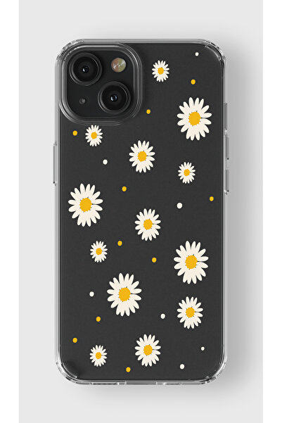moonset Iphone 15 Plus Uyumlu Papatya Tasarımlı Baskılı Şeffaf Telefon Kılıfı
