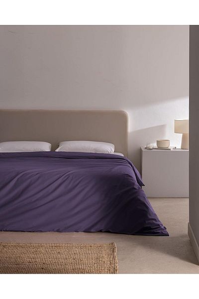 LUXE Coco Manon Double Personality%100 Cotton Ranforce Plain Duvet Cover Purple Lxshp 1055529