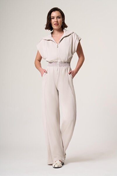 wellwe CAST TAŞ RENGİ MODAL İÇERİKLİ, ARA BİYE DETAYLI ULTRA RAHAT TULUM