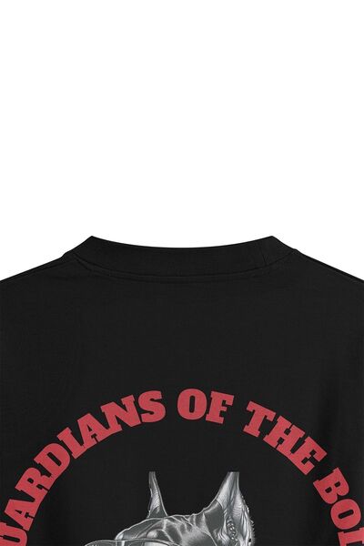 Overoz Doberman Dog Back Printed Semi Oversize T-Shirt 1193