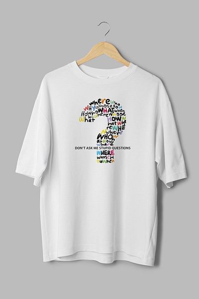 Overoz Μπλουζάκι Oversize Crew Neck 100% βαμβακερό - Μην με ρωτάτε Ερωτηματικό Τυπωμένο T1048