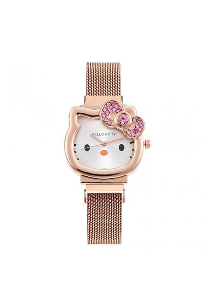 Choice 2 Hello Kitty Diamond Watch Cat Bow Kawaii Pink Ladies Gold Sliver Metal Jewelry Cartoon Magnetic .