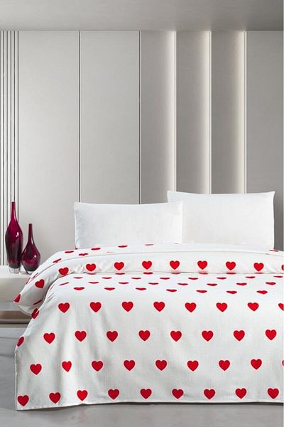 LUXE Oversized Patterned Pique 240X260 cm Red Lxshp 1055529