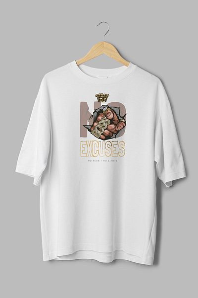 Overoz Boss Printed Λευκό Oversize Βαμβακερό T-Shirt - Unisex, Crew Neck T1030