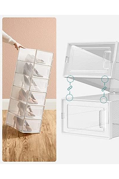 LUXE Shoe Boxes, 8-Pack Shoe Carton, Foldable and Stackable, up to Size 44