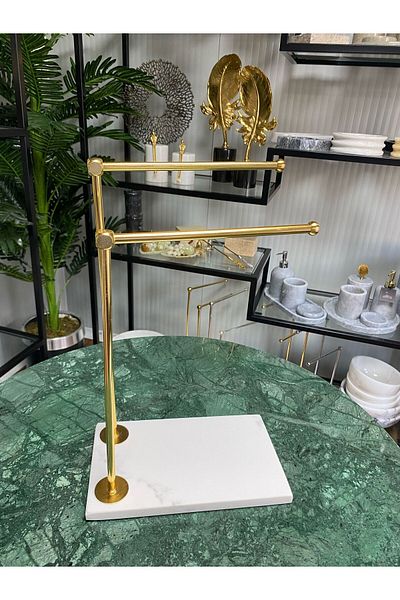 7SEPCOLLECTİON Marble Quartz 2-Piece Pedestal Metal Bathroom Hand Towel Holder Paper Disassembled