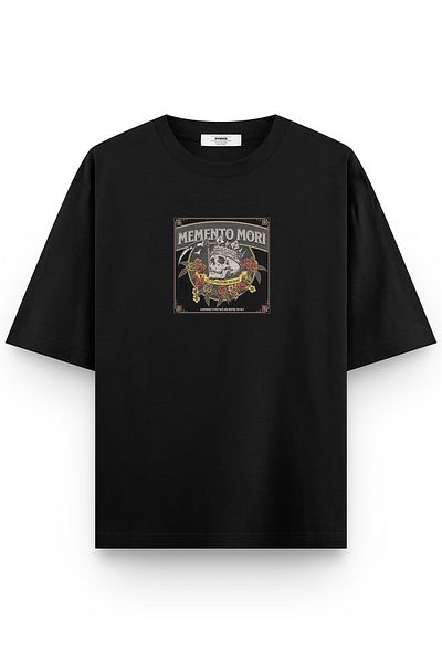 Overoz Μπλουζάκι Unisex Oversize - Μαύρο, Memento Mori Print, 1350 Model