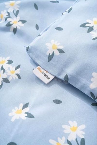 STOREMAX Ezg Blue Minimal Daisy Double Duvet Cover Set, Cotton Ezsnshop 1065757