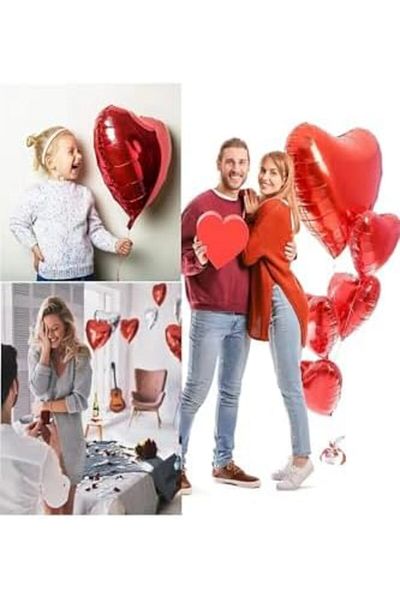STOREMAX Set Rom Frunze de trandafir uscate, banner, 20 de baloane inimă, 20 de lumânări albe Cadou romantic 14 februarie Romshp 10673