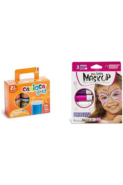 STOREMAX Ezg Baby Washable Finger Paint, 6 Colors X 80 Gr + Carioca Mask up Face Paint – Princess (3 R