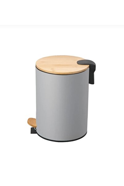 CEZVE HOME Metal Trash Can with Bamboo Lid Pedal - 12 Lt.