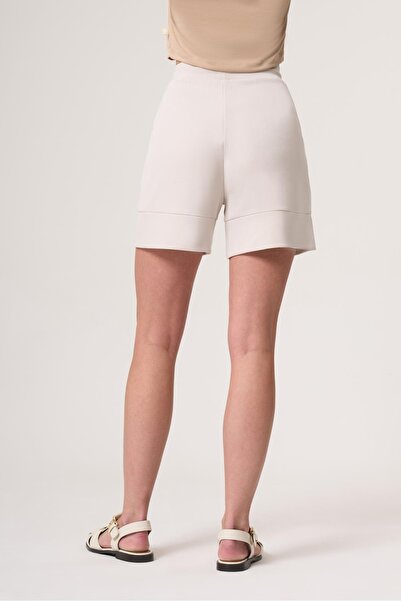 wellwe CES TAŞ RENGİ MODAL İÇERİKLİ, PAÇA DETAYLI ULTRA RAHAT ŞORT