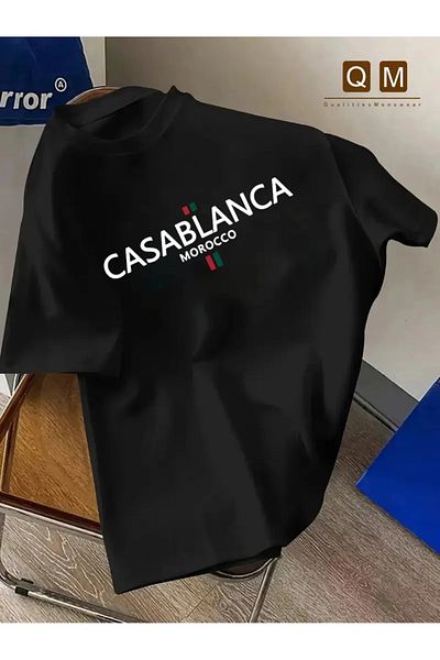Massgai Tricou oversize 100% bumbac cu imprimeu Casablanca Maroc cu design unisex