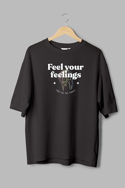 Overoz Feel Your Feelings Τυπωμένο ημι-υπερμεγέθη μπλουζάκι 1105
