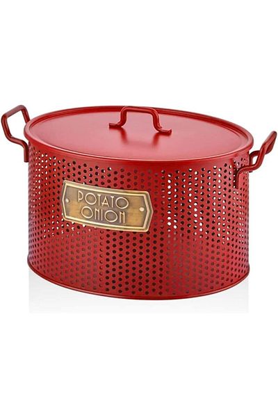 STOREMAX Onion Storage Container with 2 Chambers - Red