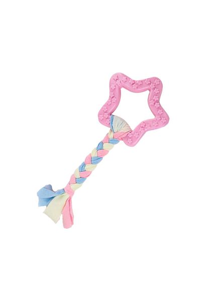 Choice 6 Dog Chew Toys for Cleaning Teeth Pink Soft Rubber Bone Funny Ball Interactive Donut Treat Set for.