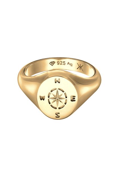 KUZZOI Ring Herren Siegelring Kompass aus 925 Sterling Silber