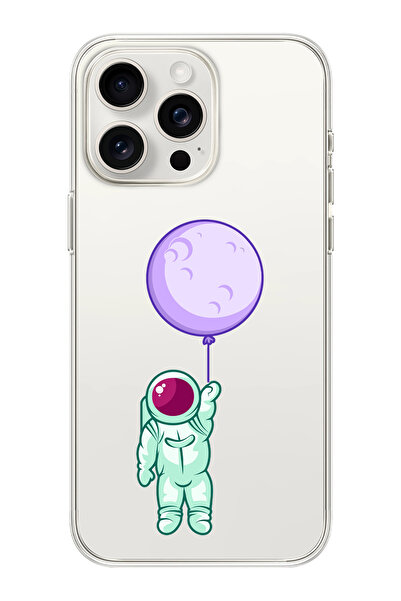 moonset Iphone 13 Pro Uyumlu Astronot Tasarımlı Baskılı Şeffaf Telefon Kılıfı