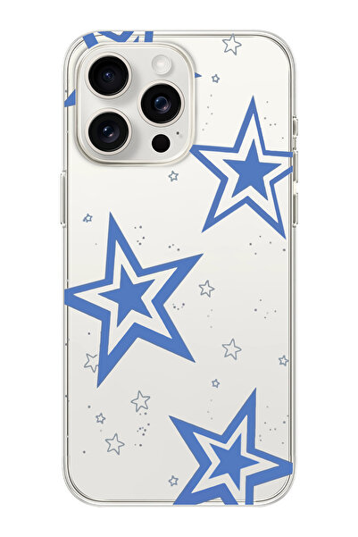 moonset Iphone 15 Pro Uyumlu Yıldız Tasarımlı Baskılı Şeffaf Telefon Kılıfı