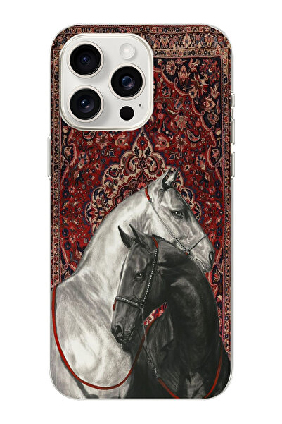 moonset Iphone 15 Pro Max Uyumlu Atlar Tasarımlı Baskılı Şeffaf Telefon Kılıfı