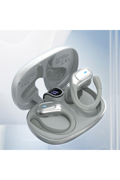 Choice سماعات أذن رياضية رمادية مزودة بتقنية البلوتوث 5.3 مع خطاف للأذن IPX7 ...