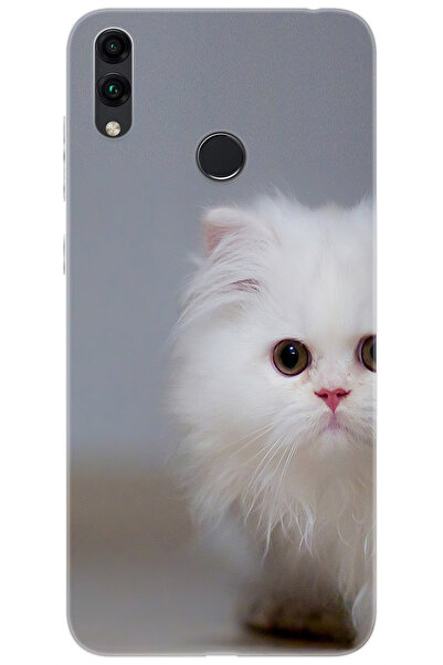 Ceppare Honor 8C (BKK-LX2) Uyumlu Kılıf Desen Baskılı Silikon Beyaz Kedi STK:...