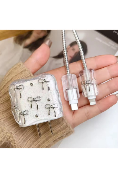 Fibaks 18W/20W Uyumlu Simli Fiyonk Şarj Aleti Koruyucu Şarj Kablosu Örme Aparatlı Koruyucu Toparlayıcı