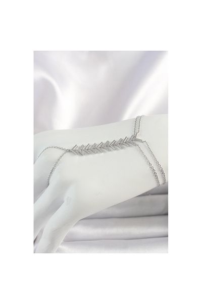Skygo Brass Silver Color Zircon Stone V Model Women's Shahmeran - Tj-Sn630