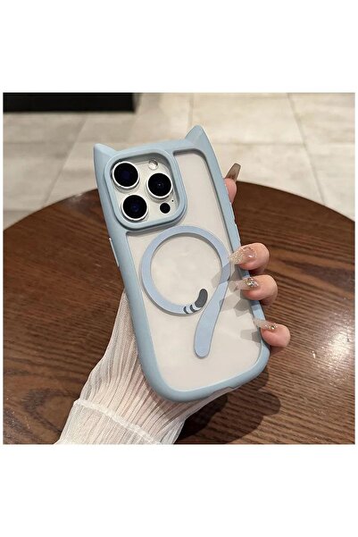 Zebana Apple iPhone 14 Pro Max Uyumlu Kılıf Zebana MagiCat Silikon Kılıf (Kablosuz Şaj Destekli) Açık Mavi