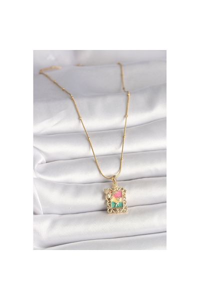 Skygo 316L Steel Gold Color Colorful Zircon Stone Butterfly Embroidered Portrait Model Women's Necklace - Tj-Bko10024