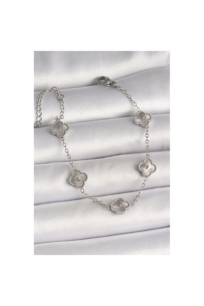 Skygo 316L Steel Silver Color Embroidered Clover Model Women's Bracelet - Tj-Bb6927