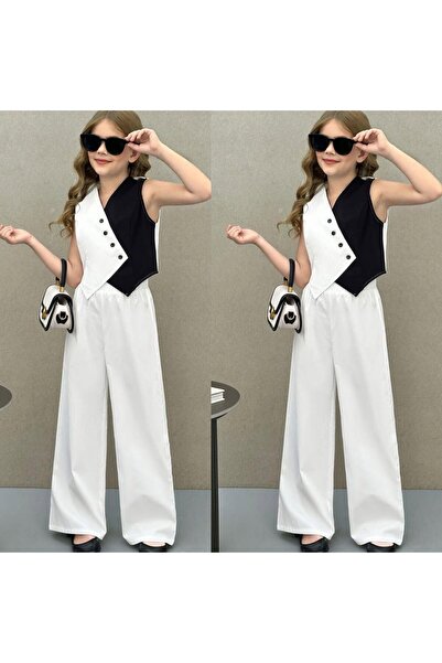 KOKOŞ BEBEK Black and White Design Girl Suit | Between 6/16 Years (1 Size Can Be Chosen Larger)