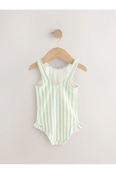 Next Baby One Piece Green/Ecru Dinosaur Patterned Strappy Swimsuit Alyab7041